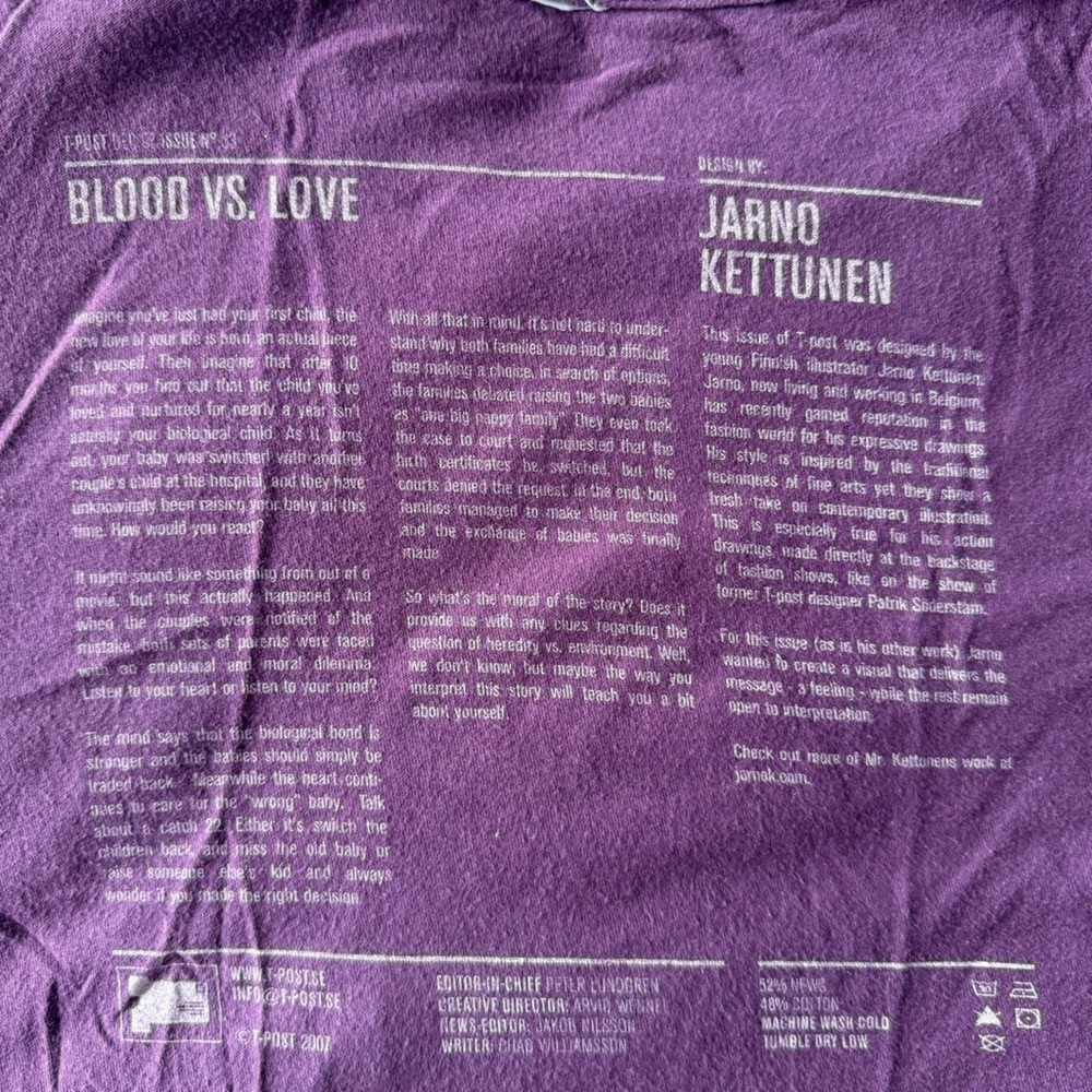 4/$20 T-Post purple graphic t-shirt, Blood vs. Love - Picture 4 of 9